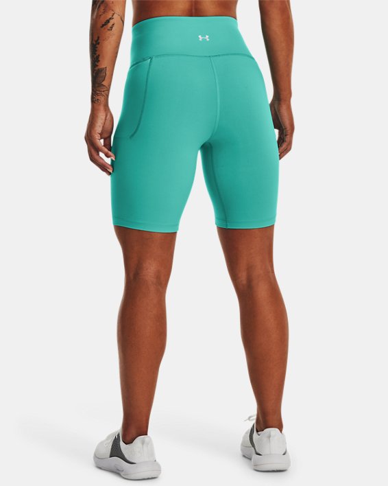 Women's UA Meridian Bike Shorts, Green, pdpMainDesktop image number 1